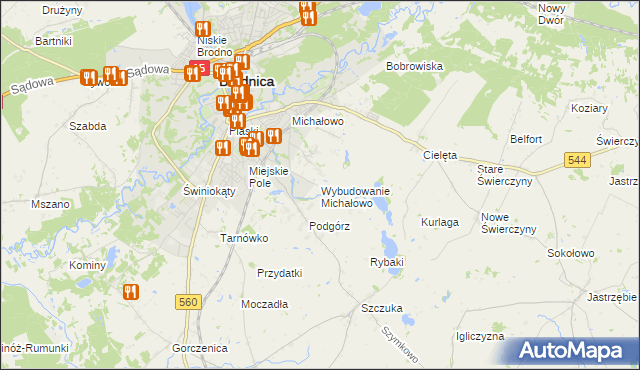 mapa Wybudowanie Michałowo, Wybudowanie Michałowo na mapie Targeo