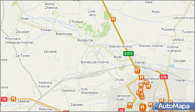 mapa Wysokie gmina Zamość, Wysokie gmina Zamość na mapie Targeo