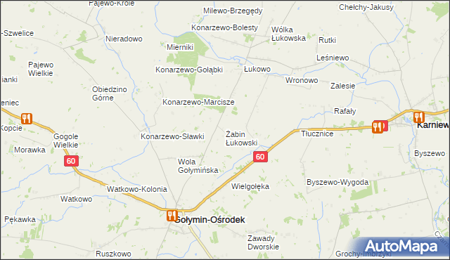 mapa Żabin Łukowski, Żabin Łukowski na mapie Targeo