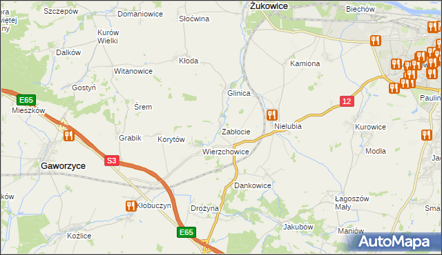 mapa Zabłocie gmina Żukowice, Zabłocie gmina Żukowice na mapie Targeo