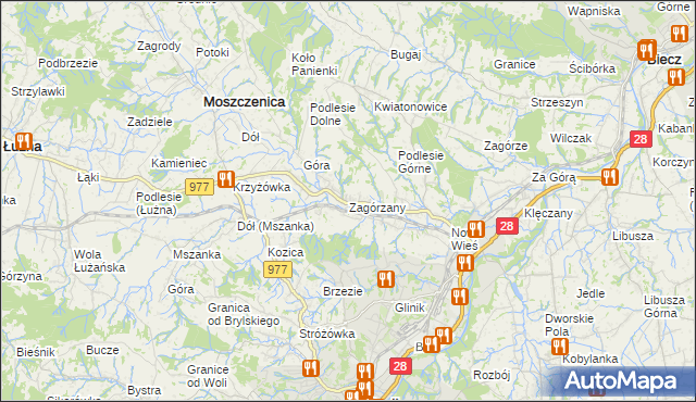 mapa Zagórzany gmina Gorlice, Zagórzany gmina Gorlice na mapie Targeo