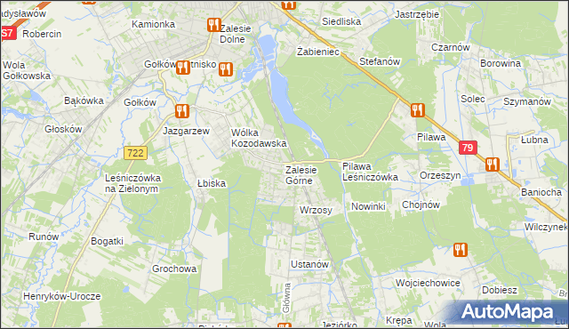 mapa Zalesie Górne, Zalesie Górne na mapie Targeo