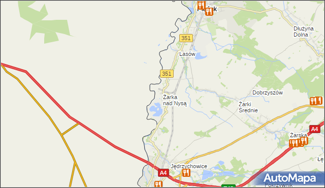 mapa Żarka nad Nysą, Żarka nad Nysą na mapie Targeo