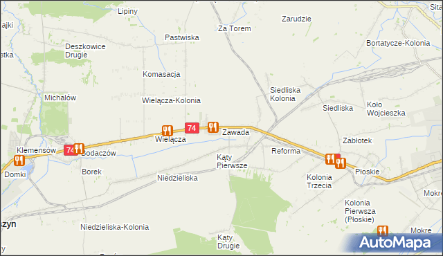 mapa Zawada gmina Zamość, Zawada gmina Zamość na mapie Targeo