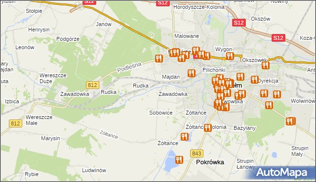 mapa Zawadówka gmina Chełm, Zawadówka gmina Chełm na mapie Targeo