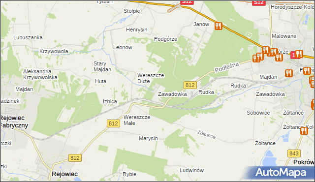 mapa Zawadówka gmina Rejowiec, Zawadówka gmina Rejowiec na mapie Targeo