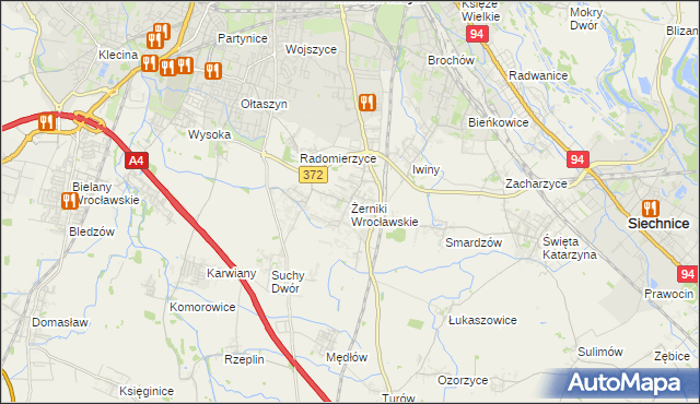 mapa Żerniki Wrocławskie, Żerniki Wrocławskie na mapie Targeo