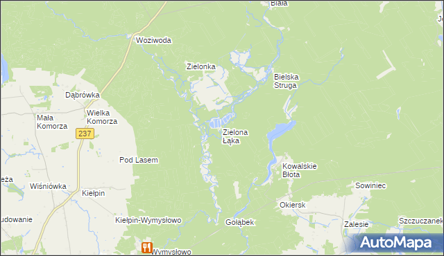 mapa Zielona Łąka gmina Tuchola, Zielona Łąka gmina Tuchola na mapie Targeo