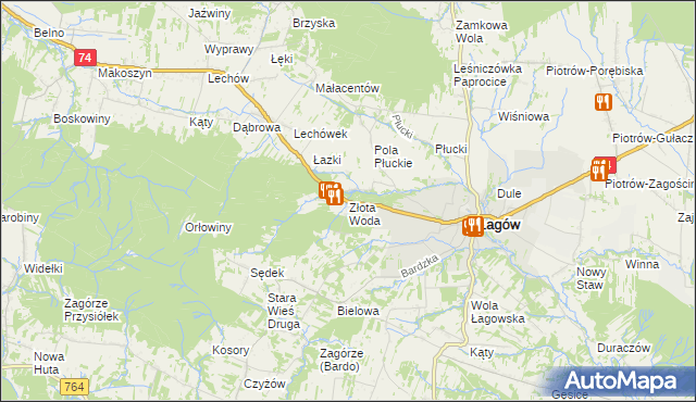 mapa Złota Woda, Złota Woda na mapie Targeo