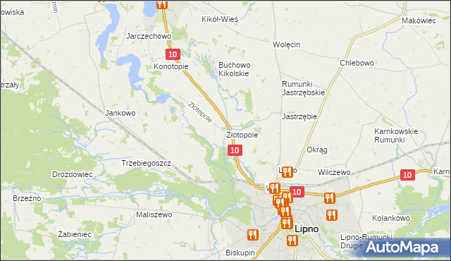 mapa Złotopole gmina Lipno, Złotopole gmina Lipno na mapie Targeo