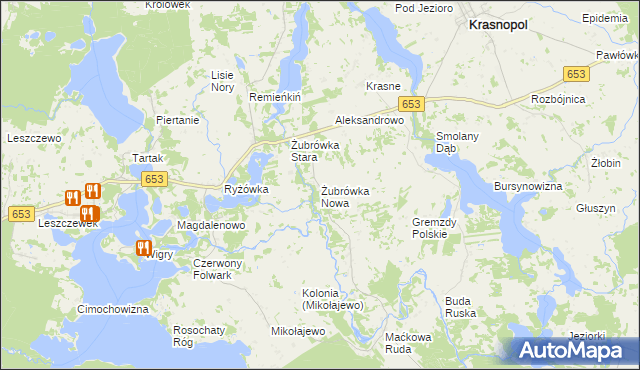 mapa Żubrówka Nowa, Żubrówka Nowa na mapie Targeo