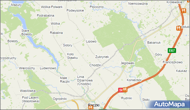 mapa Żubrynek, Żubrynek na mapie Targeo