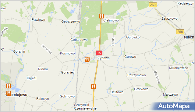 mapa Żydowo gmina Czerniejewo, Żydowo gmina Czerniejewo na mapie Targeo