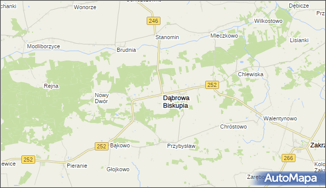 mapa Dąbrowa Biskupia, Dąbrowa Biskupia na mapie Targeo