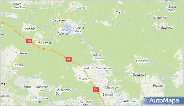 mapa Wólka Smolana gmina Smyków, Wólka Smolana gmina Smyków na mapie Targeo