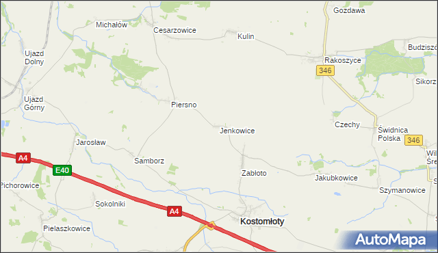 mapa Jenkowice gmina Kostomłoty, Jenkowice gmina Kostomłoty na mapie Targeo