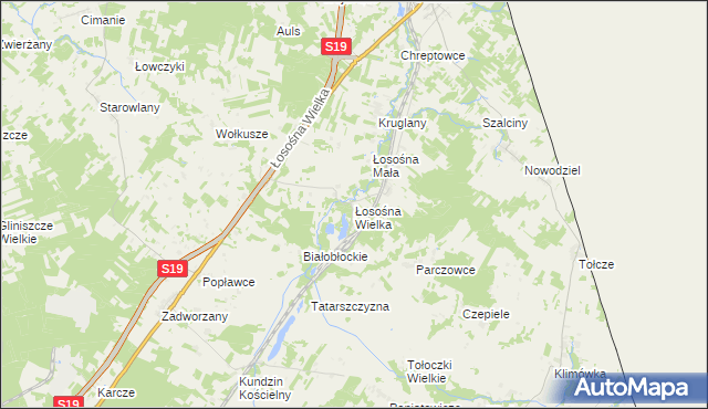 mapa Łosośna Wielka, Łosośna Wielka na mapie Targeo