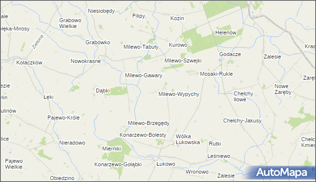 mapa Milewo-Wypychy, Milewo-Wypychy na mapie Targeo