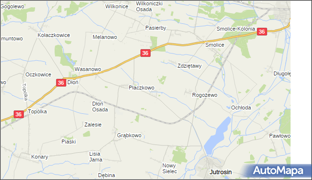 mapa Bartoszewice gmina Jutrosin, Bartoszewice gmina Jutrosin na mapie Targeo