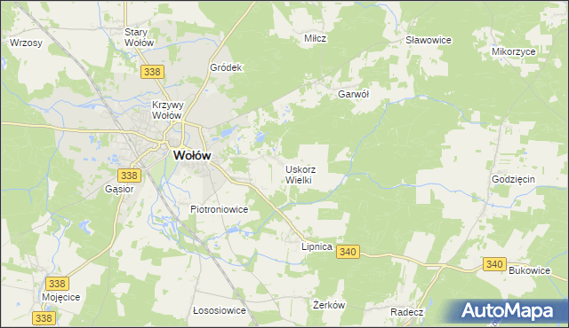 mapa Uskorz Wielki, Uskorz Wielki na mapie Targeo