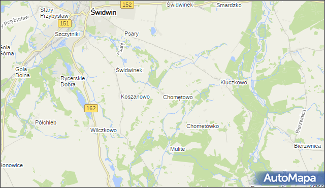 mapa Chomętowo gmina Brzeżno, Chomętowo gmina Brzeżno na mapie Targeo