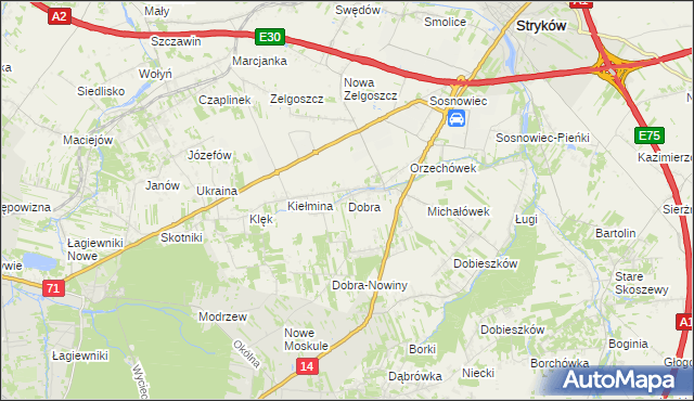 mapa Dobra gmina Stryków, Dobra gmina Stryków na mapie Targeo