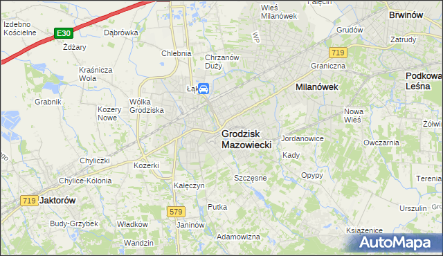 mapa Grodzisk Mazowiecki, Grodzisk Mazowiecki na mapie Targeo
