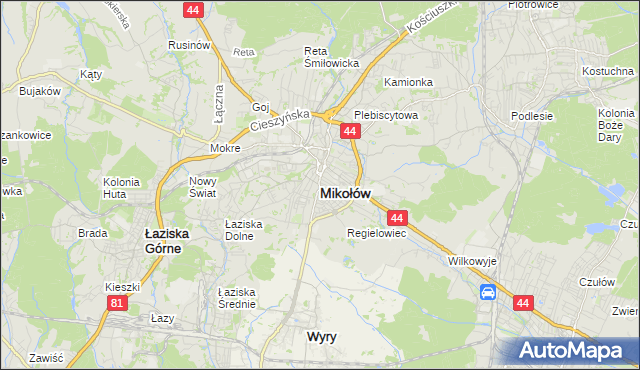 mapa Mikołów, Mikołów na mapie Targeo