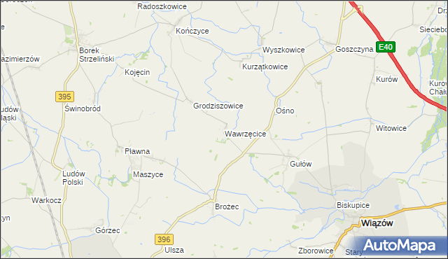 mapa Wawrzęcice, Wawrzęcice na mapie Targeo