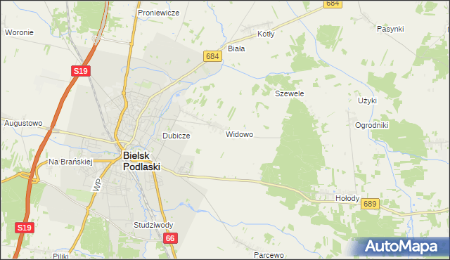 mapa Widowo, Widowo na mapie Targeo