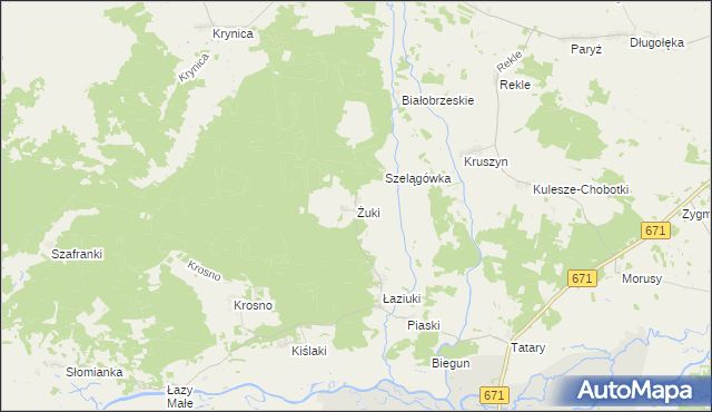 mapa Żuki gmina Tykocin, Żuki gmina Tykocin na mapie Targeo