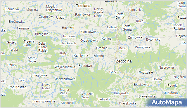 mapa Bełdno, Bełdno na mapie Targeo