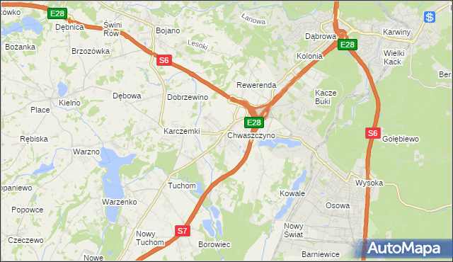 mapa Chwaszczyno, Chwaszczyno na mapie Targeo