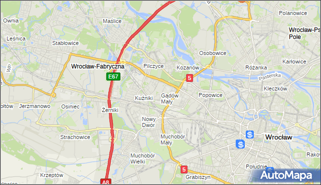 mapa Gądów Mały, Gądów Mały na mapie Targeo