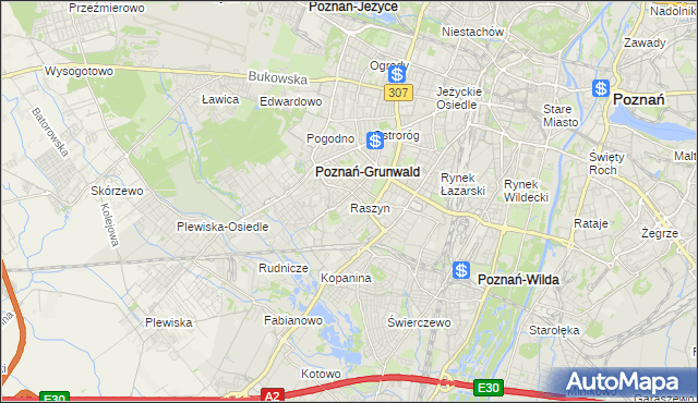 mapa Raszyn gmina Poznań, Raszyn gmina Poznań na mapie Targeo