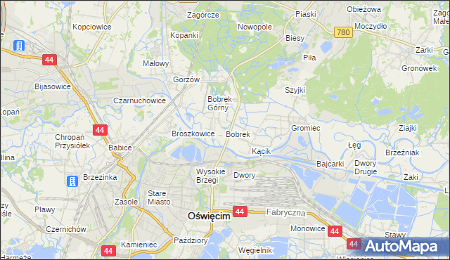mapa Bobrek gmina Chełmek, Bobrek gmina Chełmek na mapie Targeo