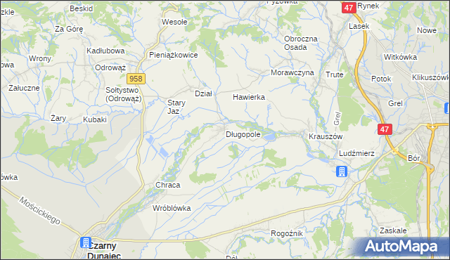 mapa Długopole, Długopole na mapie Targeo
