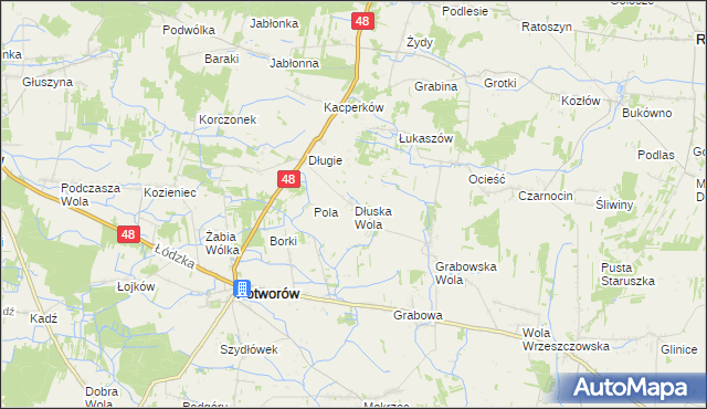 mapa Dłuska Wola, Dłuska Wola na mapie Targeo