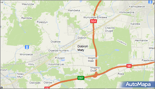 mapa Dobroń Mały, Dobroń Mały na mapie Targeo
