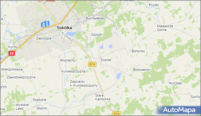 mapa Drahle, Drahle na mapie Targeo