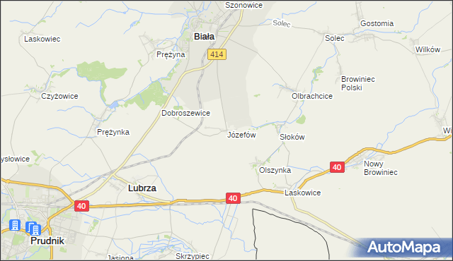 mapa Józefów gmina Biała, Józefów gmina Biała na mapie Targeo