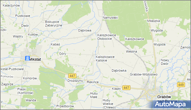 mapa Kaliszkowice Kaliskie, Kaliszkowice Kaliskie na mapie Targeo