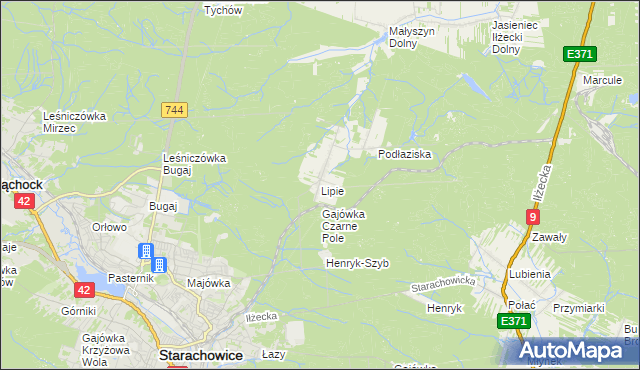 mapa Lipie gmina Brody, Lipie gmina Brody na mapie Targeo
