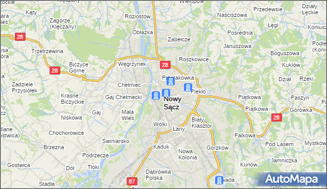 mapa Nowego Sącza, Nowy Sącz na mapie Targeo