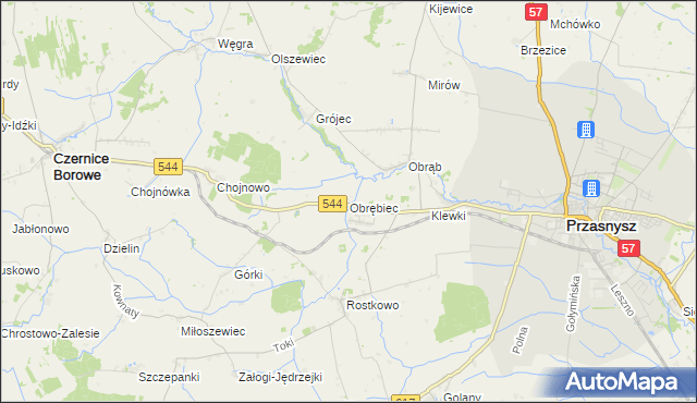 mapa Obrębiec, Obrębiec na mapie Targeo