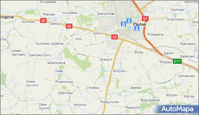 mapa Skarżyn gmina Płońsk, Skarżyn gmina Płońsk na mapie Targeo
