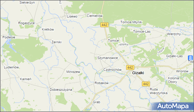 mapa Szymanowice gmina Gizałki, Szymanowice gmina Gizałki na mapie Targeo