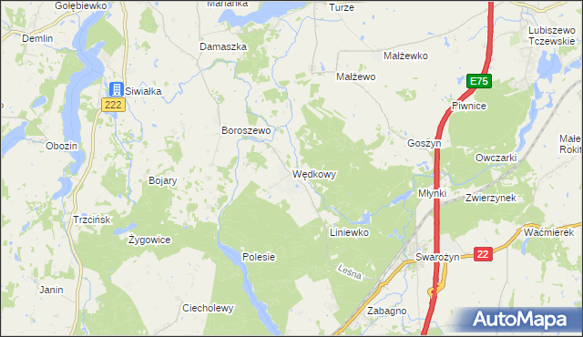 mapa Wędkowy, Wędkowy na mapie Targeo
