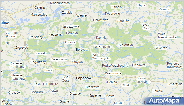 mapa Wola Wieruszycka, Wola Wieruszycka na mapie Targeo