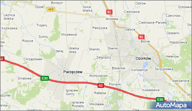 mapa Żelgoszcz, Żelgoszcz na mapie Targeo